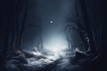 Winter forest moon. Generate Ai Royalty Free Stock Photo