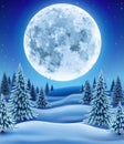 Winter Forest with moon Royalty Free Stock Photo