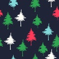 Winter forest. New Year vector seamless pattern with trees. Royalty Free Stock Photo