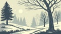 Winter Forest Path with Bare Trees, Serene Vector Landscape, vector design Generative AI Royalty Free Stock Photo