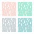 Winter forest scandinavian hand drawn seamless pattern set. Vector New Year, Christmas, holidays pastel gray, pink, blue texture Royalty Free Stock Photo
