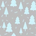 Winter forest seamless pattern, cones, twigs. Ideal for gift paper, filling drawings, web page background, autumn greeting cards. Royalty Free Stock Photo