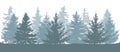 Winter forest, silhouette of spruces. Vector illustration