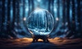 winter forest and trees in glass ball, ai generative Royalty Free Stock Photo