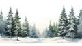 Winter forest. Watercolor winter landscape with fir trees. illustration Generative AI Royalty Free Stock Photo