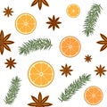 A winter fragrance seamless pattern, oranges Royalty Free Stock Photo