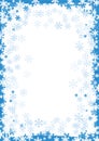 Winter frame, snow border with snowflakes on white background. Snow abstract background for Christmas and New year.