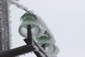 Winter, frost. Energy industry of Ukraine, high-voltage power lines in ice