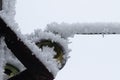 Winter, frost. Energy industry of Ukraine, high-voltage power lines in ice