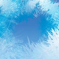 Winter frosted window background. Freeze and wind at the glass Royalty Free Stock Photo