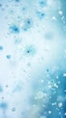 Winter frosted window glass blue color background