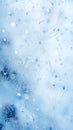 Winter frosted window glass blue color background