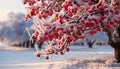 Winter frosty branch holds nature frozen beauty in close up generated by AI Royalty Free Stock Photo