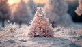 Winter frosty celebration decorates the frozen coniferous forest generated by AI