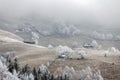 Winter frosty landscape of the beautiful Transylvanian village Royalty Free Stock Photo