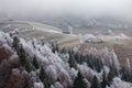 Winter frosty landscape of the beautiful Transylvanian village Royalty Free Stock Photo