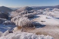 Winter frosty landscape of the beautiful Transylvanian village Royalty Free Stock Photo