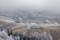 Winter frosty landscape of the beautiful Transylvanian village Royalty Free Stock Photo