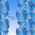 Winter frozen glass background. Stripe border design. Text place.