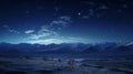 Winter full moon above the Bridger Mountains close to Bozeman, Montana