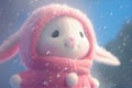 Winter full of regrets blowing snow cute hase baby