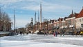 Winter fun on the canals in the city Dokkum in the Netherlands