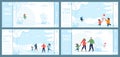 Winter Fun and Recreation Flat Landing Page Set Royalty Free Stock Photo