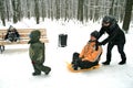 Winter fun sledging Royalty Free Stock Photo