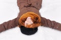 Winter fun - snow angel Royalty Free Stock Photo