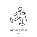 Winter games icon from olympic games outline collection. Thin line winter games icon isolated on white background Royalty Free Stock Photo