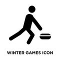 Winter Games icon vector isolated on white background, logo concept of Winter Games sign on transparent background, black filled Royalty Free Stock Photo
