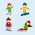 Winter games kids vector illustration. Royalty Free Stock Photo