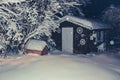 Winter garden wooden hut