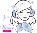 Winter girl with mittens and earmuffs Royalty Free Stock Photo