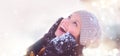 Winter girl portrait. Joyful teenage girl having fun in winter park Royalty Free Stock Photo