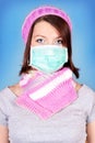 Winter girl with protection mask Royalty Free Stock Photo