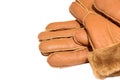 Close up of winter gloves isolated white background Royalty Free Stock Photo