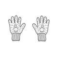 .Winter gloves in the Doodle style. Cute warm gloves to protect your hands from the cold. Vector illustration