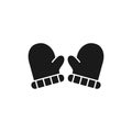 Winter gloves icon. Glove pair black symbol. Vector illustration