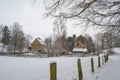 Winter in Goettingen, Germany. Landscape with snow covered trees and houses. Royalty Free Stock Photo