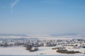 Winter in Goettingen, Germany. Landscape with snow covered trees and houses. Royalty Free Stock Photo