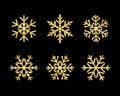 Xmas snowflake line set golden color Royalty Free Stock Photo