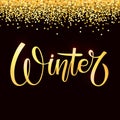 Winter gold lettering illustration. Calligraphy quote to Christmas holiday design, typography celebration poster Seasonal Design Royalty Free Stock Photo