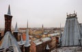 Winter gothic roof with spiers in Saint-Petersburg