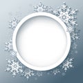 Winter gray background with 3d snowflakes Royalty Free Stock Photo