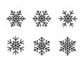 Snowflake vector set line icon in black color Royalty Free Stock Photo