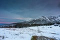 Winter on Hala Gasienicowa in the Tatra Mountains at dusk, Poland