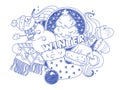 Winter hand drawn doodles Royalty Free Stock Photo