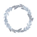 Winter hand drawn illustration - Christmas wreath. Laurel wreath with blue fir branches and leaves. Perfect for invitations, home Royalty Free Stock Photo