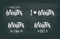 Winter handlettering set. Winter logos and emblems for invitation, greeting card, t-shirt, prints and posters. Hand drawn winter Royalty Free Stock Photo